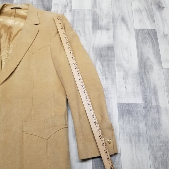 ✅VTG Goldwaters Blazer Mens Beige Custom Fabric Jacket Western Style Coat 21”/31 - Picture 9 of 14